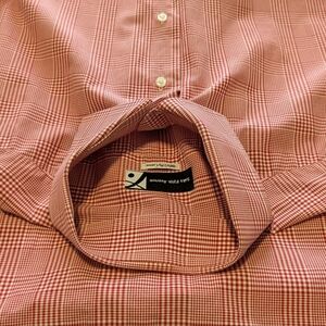 Men's Dress Shirt, Saks Fifth Ave - Black Label, Red Plaid. Size 16.5/42